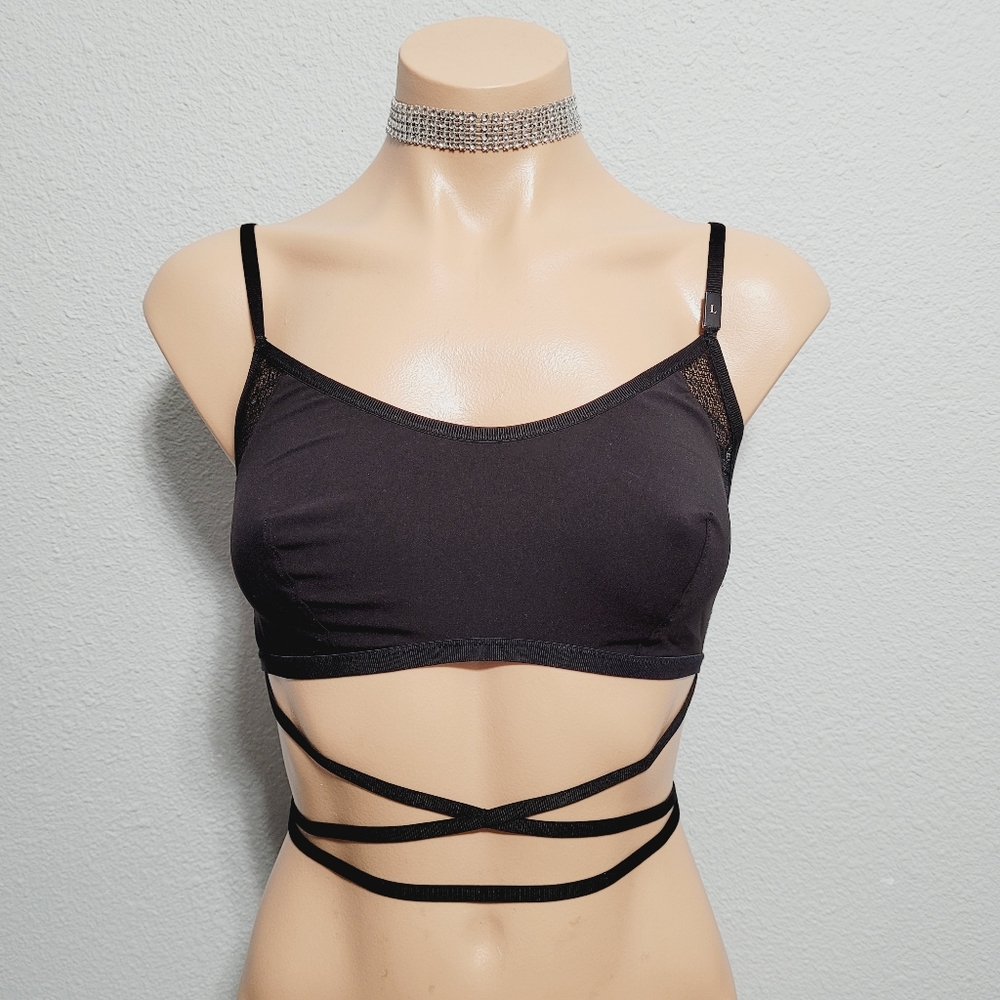 NEW Victoria's Secret black strappy bralette bra LARGE